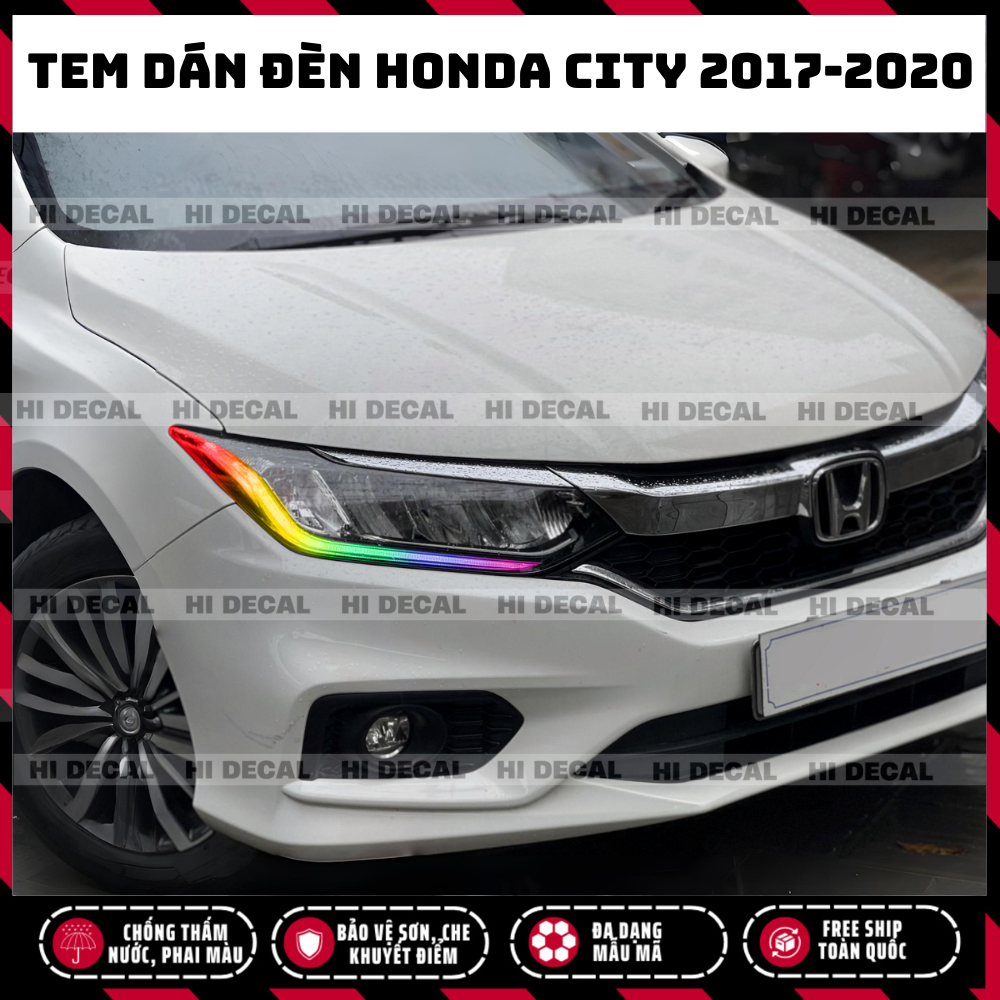 Tem dán đèn Honda City 2017 - 2020, decal đổi màu đèn trang trí bảo vệ xe