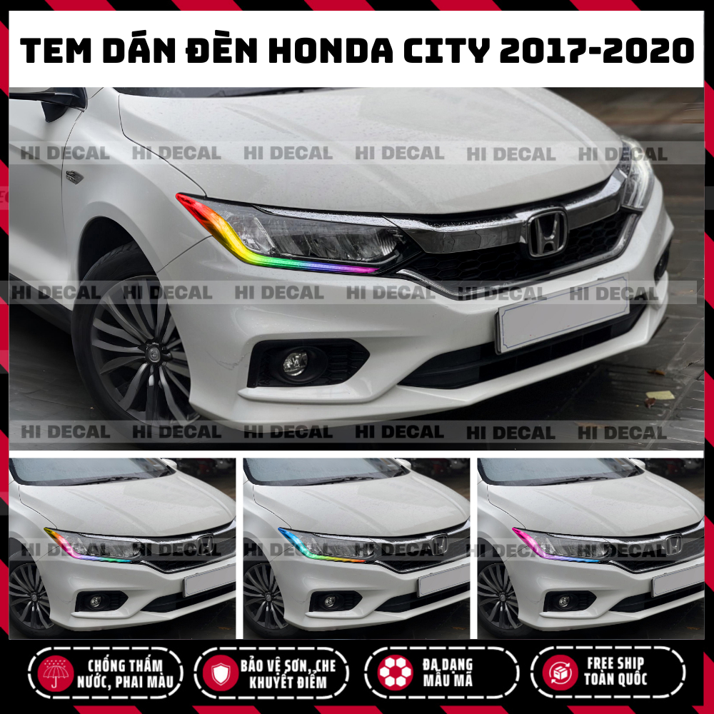 Tem dán đèn Honda City 2017 - 2020, decal đổi màu đèn trang trí bảo vệ xe