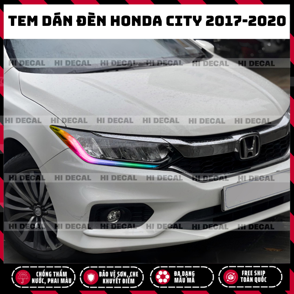 Tem dán đèn Honda City 2017 - 2020, decal đổi màu đèn trang trí bảo vệ xe
