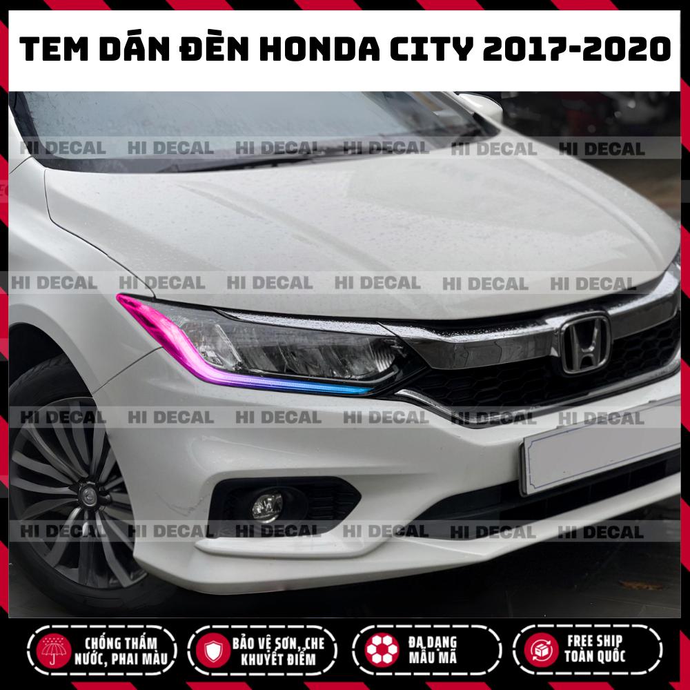 Tem dán đèn Honda City 2017 - 2020, decal đổi màu đèn trang trí bảo vệ xe