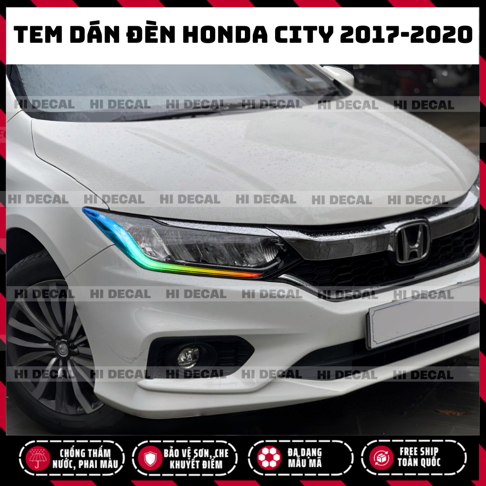Tem dán đèn Honda City 2017 - 2020, decal đổi màu đèn trang trí bảo vệ xe