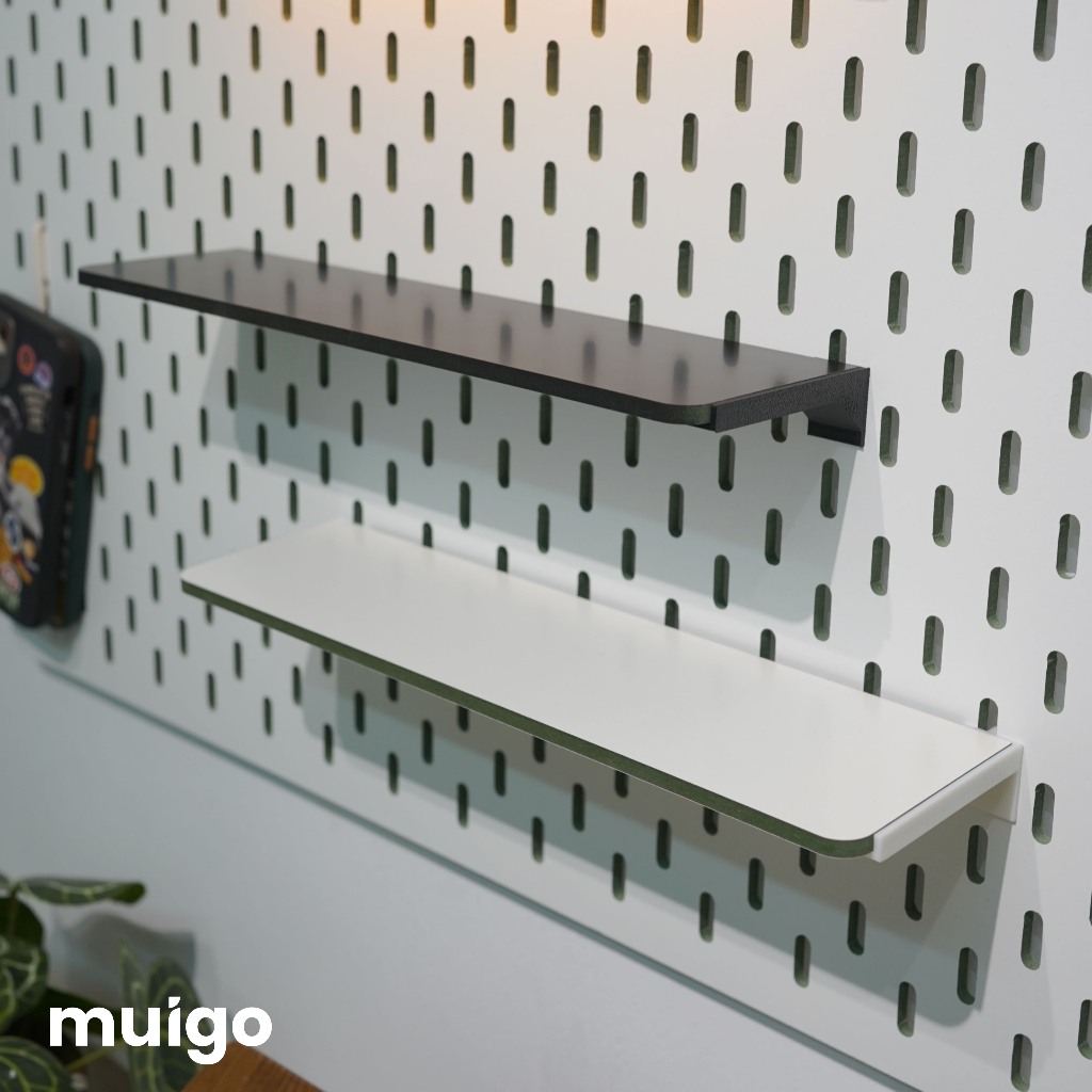 Kệ gỗ Trắng/ Đen cho bảng Pegboard (Kèm chân đỡ) | Phụ Kiện Pegboard Đa Năng