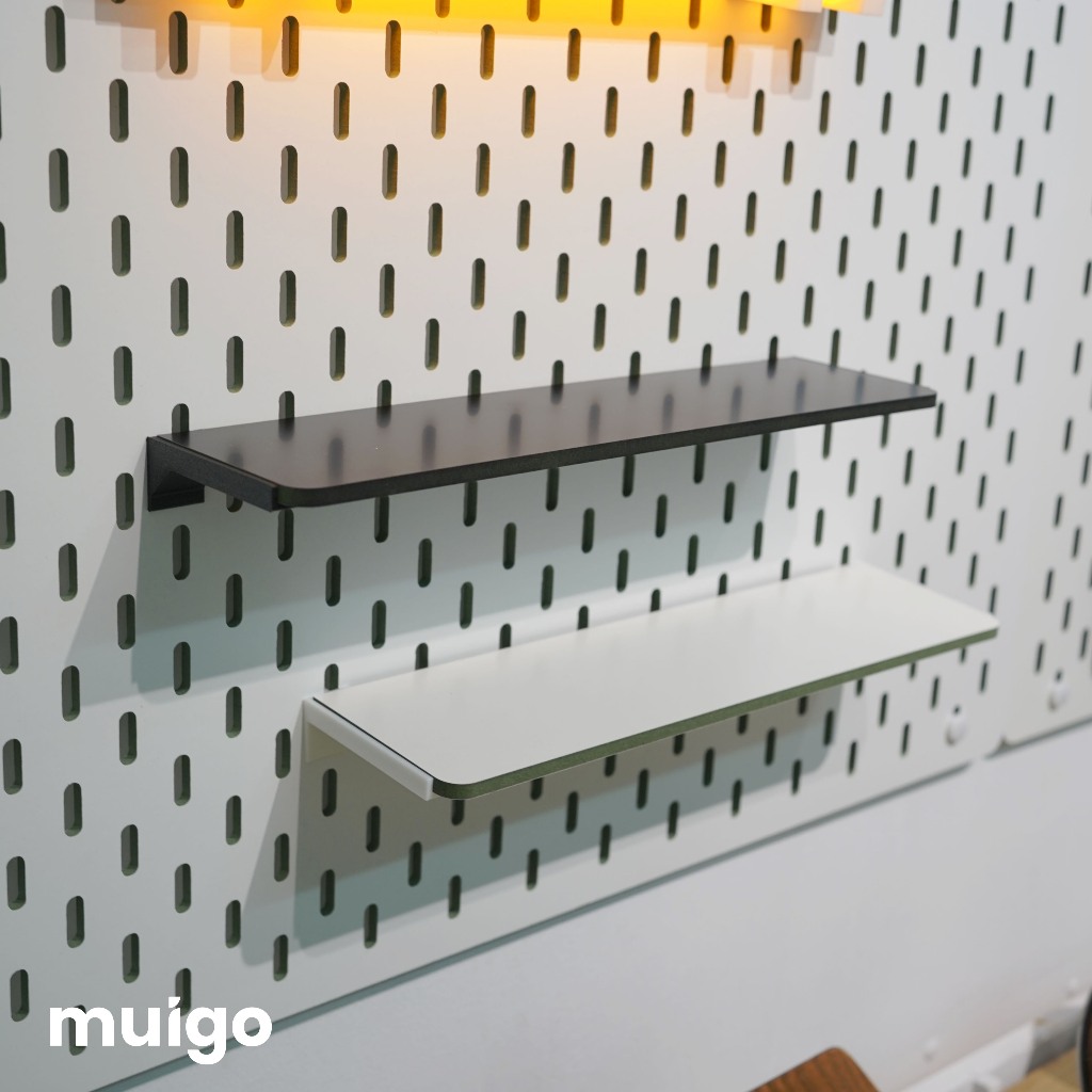 Kệ gỗ Trắng/ Đen cho bảng Pegboard (Kèm chân đỡ) | Phụ Kiện Pegboard Đa Năng