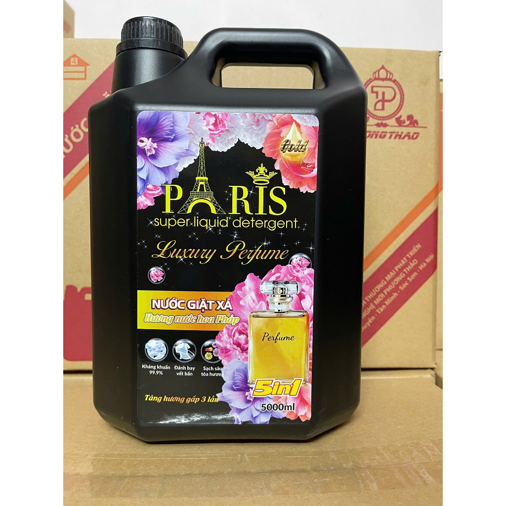SỈ COMBO 4 CAN NƯỚC GIẶT PARIS LUXURY , MỖI CAN 5 KG , TĂNG 3 LẦN HƯƠNG HOA , NHIỀU BỌT , THƠM LÂU