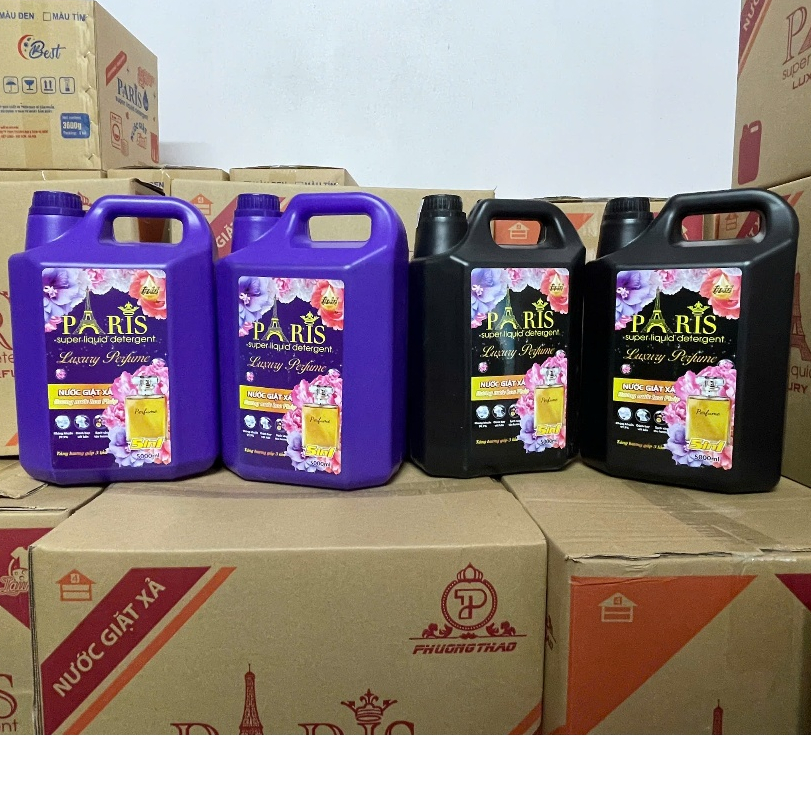SỈ COMBO 4 CAN NƯỚC GIẶT PARIS LUXURY , MỖI CAN 5 KG , TĂNG 3 LẦN HƯƠNG HOA , NHIỀU BỌT , THƠM LÂU