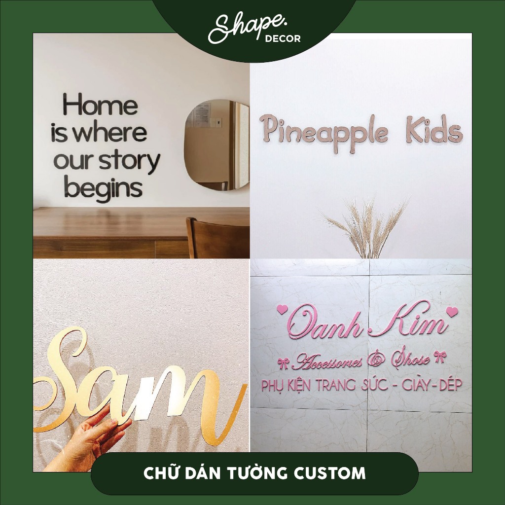 Bộ chữ nổi trang trí gắn tường( thiết kế theo yêu cầu ) | Shopee Việt Nam