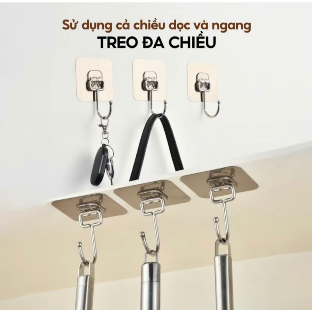 Móc Dán Tường Chịu Lực INOX 304 Handobox Keo Dán 3M Chắc Chắn Chịu Tải Trọng Đến 10kg