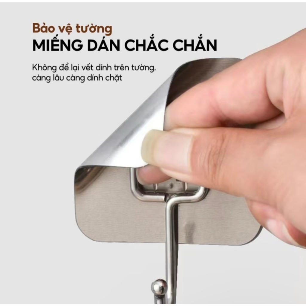 Móc Dán Tường Chịu Lực INOX 304 Handobox Keo Dán 3M Chắc Chắn Chịu Tải Trọng Đến 10kg