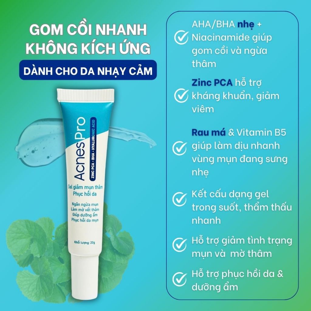 Ảnh Gel giảm mụn AcnesPro Skincare cho da dầu mụn nhạy cảm, giảm mụn viêm, mờ thâm, làm đẹp da sau mụn (20g) 2
