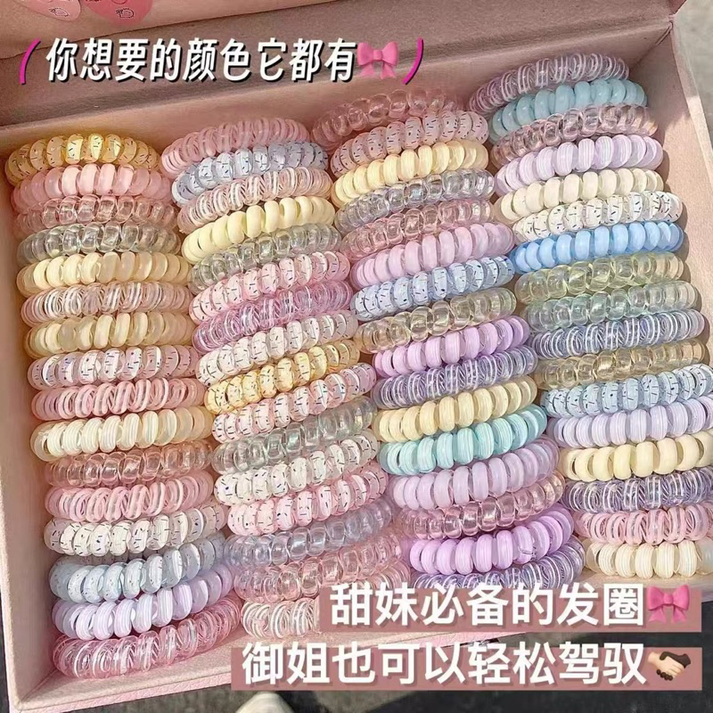 Set 16 Dây cột tóc lò xo dạng túi  Dây buộc tóc nữ Thun cột tóc cao su xoắn ốc Hàn Quốc