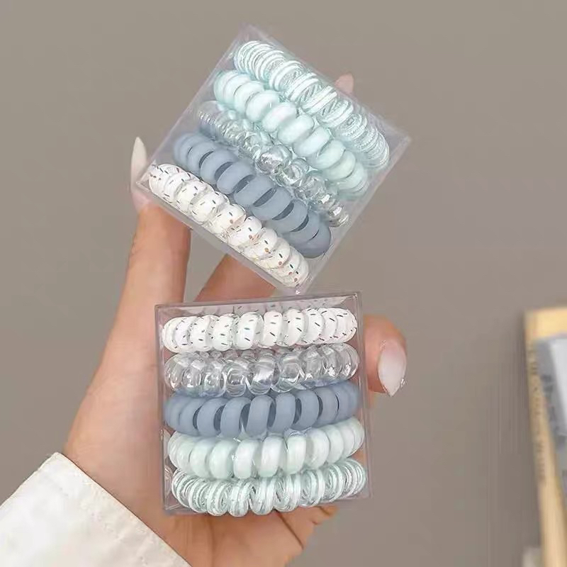 Set 16 Dây cột tóc lò xo dạng túi  Dây buộc tóc nữ Thun cột tóc cao su xoắn ốc Hàn Quốc