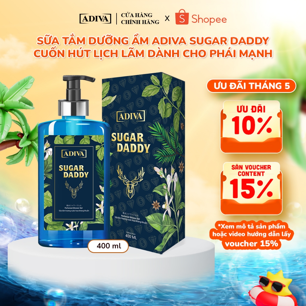 Ảnh Sữa Tắm  Hương Nước Hoa Kháng Khuẩn Cho Nam ADIVA Sugar Daddy 400ml 1