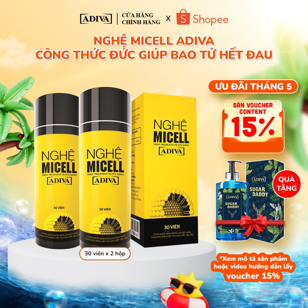Ảnh Combo 2 Hộp Nghệ Micell Adiva 30 Viên- Hỗ Trợ Các Vấn Đề Về Đau Bao Tử, Dạ Dày 1