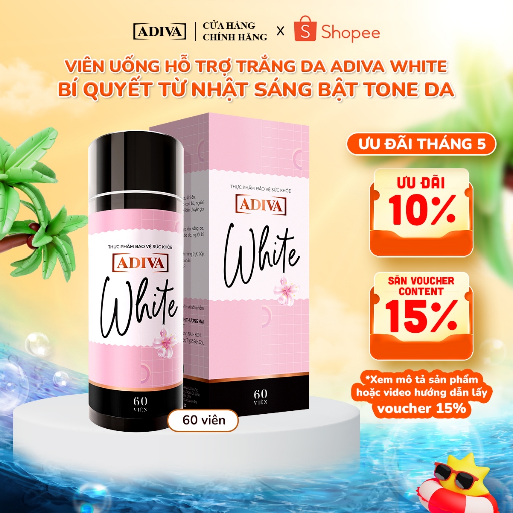 Ảnh Viên Uống Trắng Da ADIVA White 60 Viên- Hỗ Trợ Giảm Các Đốm Tối Màu Và Thâm Nám Cho Làn Da 1