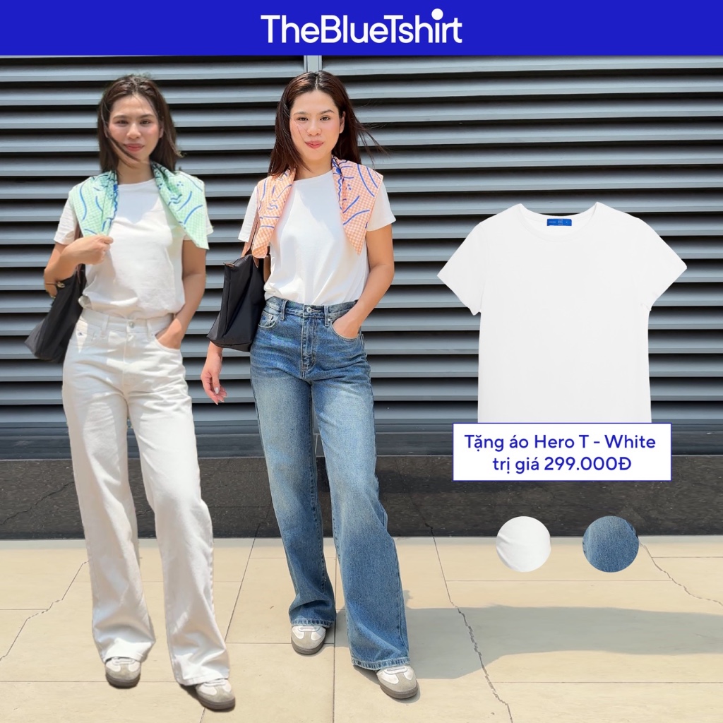 Ảnh TheBlueTshirt - Quần jeans phom suông cạp cao ống quần đứng cho nữ - Straight A Jeans - Women 1