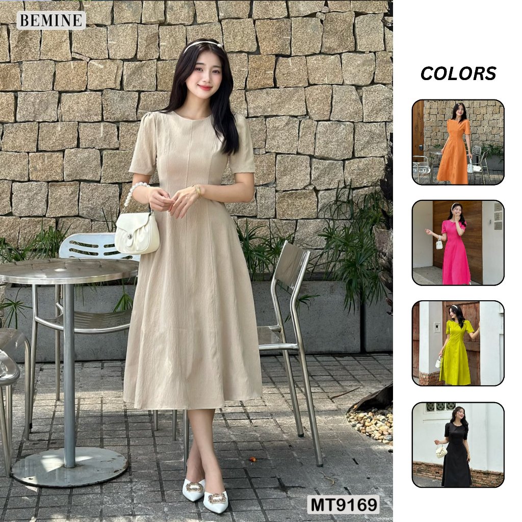 Ảnh Đầm thiết kế cổ tròn dáng xòe dài BEMINE MT9169 1