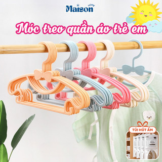 Combo móc quần áo trẻ em thiết kế hình nơ dễ thương , Móc phơi đồ trẻ sơ sinh chất liệu nhựa PP an toàn cho bé.