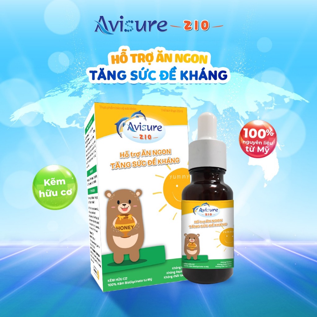 Ảnh Kẽm cho bé Avisure ZiO kẽm sinh học cho bé biếng ăn, chậm tăng cân 20ml 1
