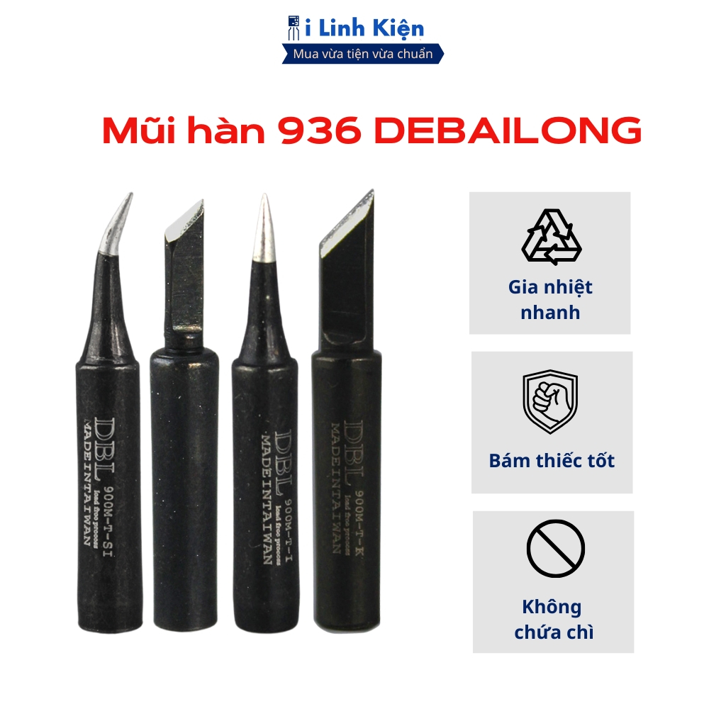 Mũi hàn đầu mỏ hàn 936 gia nhiệt nhanh bám thiếc tốt chính hãng ilinhkien
