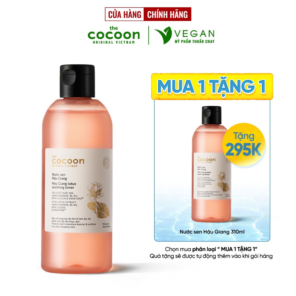 Ảnh Toner Nước cân bằng da Sen Hậu Giang Cocoon 310ml thuần chay 1