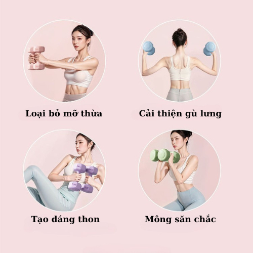 Tạ tay nữ 1-3kg lõi bê tông bọc nhựa, Tập yoga, Thể dục tại nhà, Chống trơn chống xước vỡ sàn-1 Quả