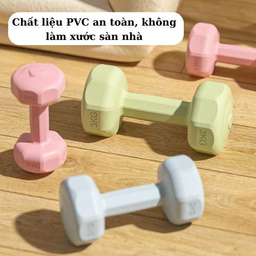 Tạ tay nữ 1-3kg lõi bê tông bọc nhựa, Tập yoga, Thể dục tại nhà, Chống trơn chống xước vỡ sàn-1 Quả