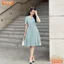 Đầm thiết kế BEMINE cổ sen viền ren dáng A xòe đính nút phù hợp đi chơi, đi dạo phố-MT9788