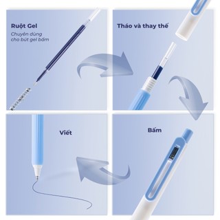 Ngòi Bút Gel Bấm 0.5mm, Ruột Bút Gel CLASSMATE Mực Xanh Đen Đỏ Tím, Nét Trơn Và Nhanh Khô CL-GR103