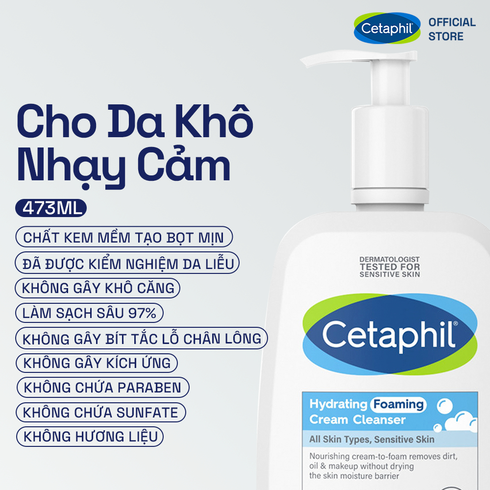 Ảnh Sữa Rửa Mặt Tạo Bọt Dịu Lành Cho Da Nhạy Cảm Cetaphil Hydrating Foaming Cream Cleanser 473ml 1