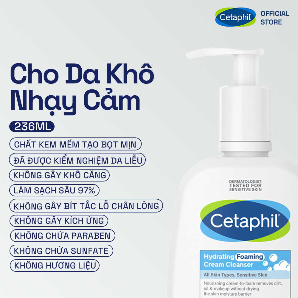 Ảnh Sữa Rửa Mặt Tạo Bọt Dịu Lành Cho Da Nhạy Cảm Cetaphil Hydrating Foaming Cream Cleanser 236ml 1