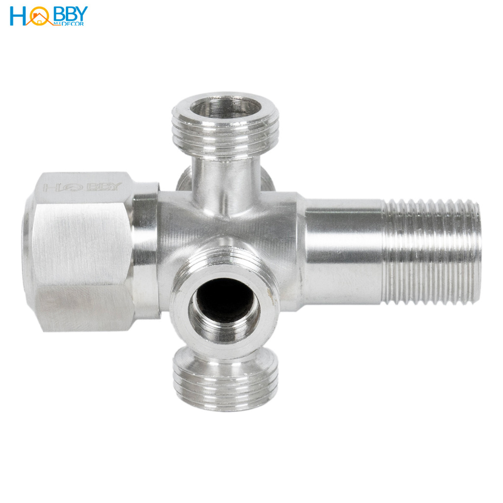 Van chia nước ra 4 nhánh inox 304 ren ngoài 21 Hobby home decor DNV5