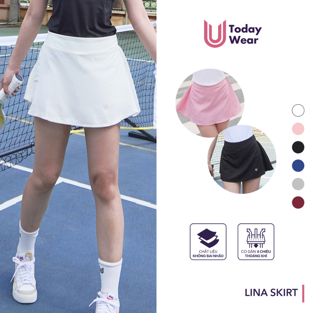 Ảnh Chân váy ngắn thể thao Lina Skirt Today U Wear có sẵn quần bảo hộ dáng chữ A cho nữ chơi cầu lông tennis chạy bộ 1