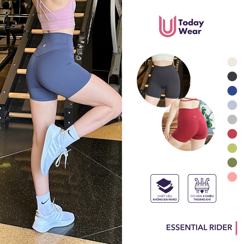 Ảnh Quần tập gym yoga lửng dáng biker ngắn thể thao Essential Rider lưng cao nâng vòng 3 Today U Wear 1