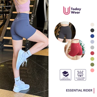 Quần tập gym yoga lửng dáng biker ngắn thể thao Essential Rider lưng cao nâng vòng 3 Today U Wear