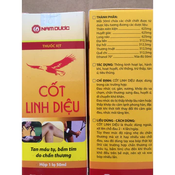 xịt cốt linh diệu nam dược, xịt giảm đau nhức mỏi xương khớp ngoài da (xịt giảm đau ngoài da)