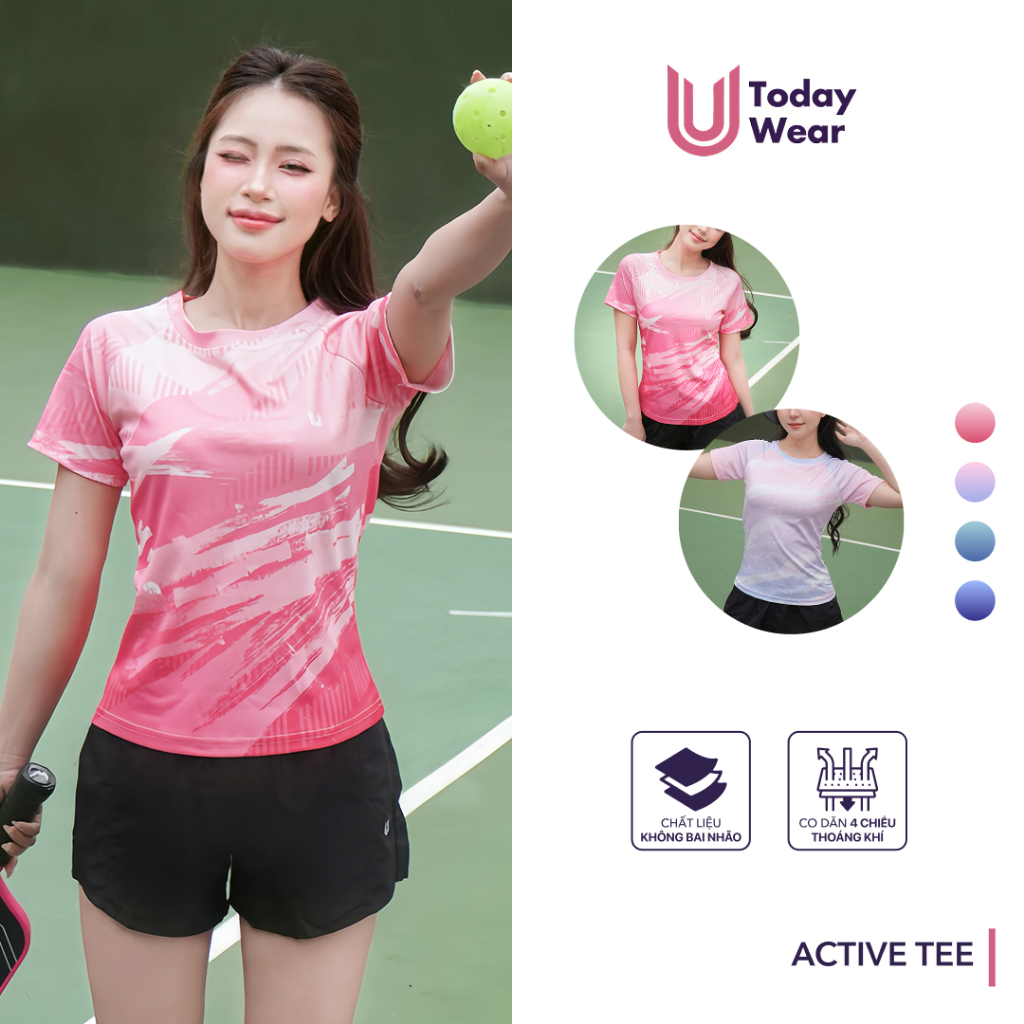 Ảnh Áo thun thể thao nữ chạy bộ Active Tee thấm hút chơi cầu lông bóng bàn tập gym Today U Wear 1