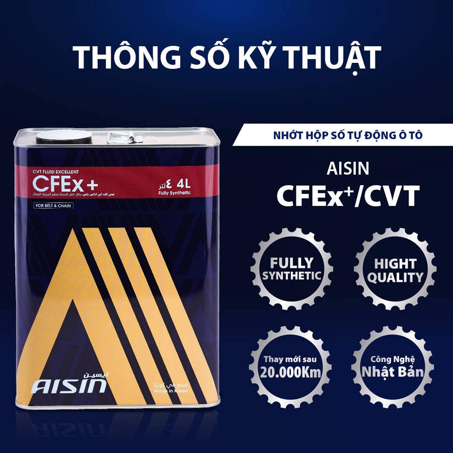 Nhớt Hộp Số Tự Động AISIN CFEx+ CVT 4 Lít CVTFP04SB
