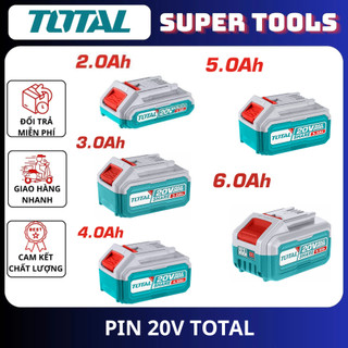 TOTAL COMBO PIN SẠC 20V 2AH.3AH.4AH.5AH.6AH TFBLI20011/TFBLI2030/TFBLI2002/TFBLI2053/TFBLI2060/TFCLI2001/TFCLI20411