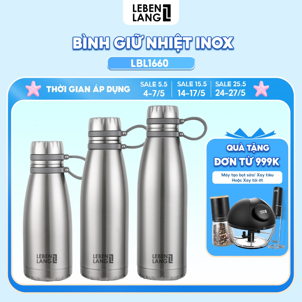 Ảnh Bình giữ nhiệt Lebenlang LBL1660,LBL1661,LBL1662 inox cao cấp không gỉ,lõi lọc trà đi kèm,chính hãng 1