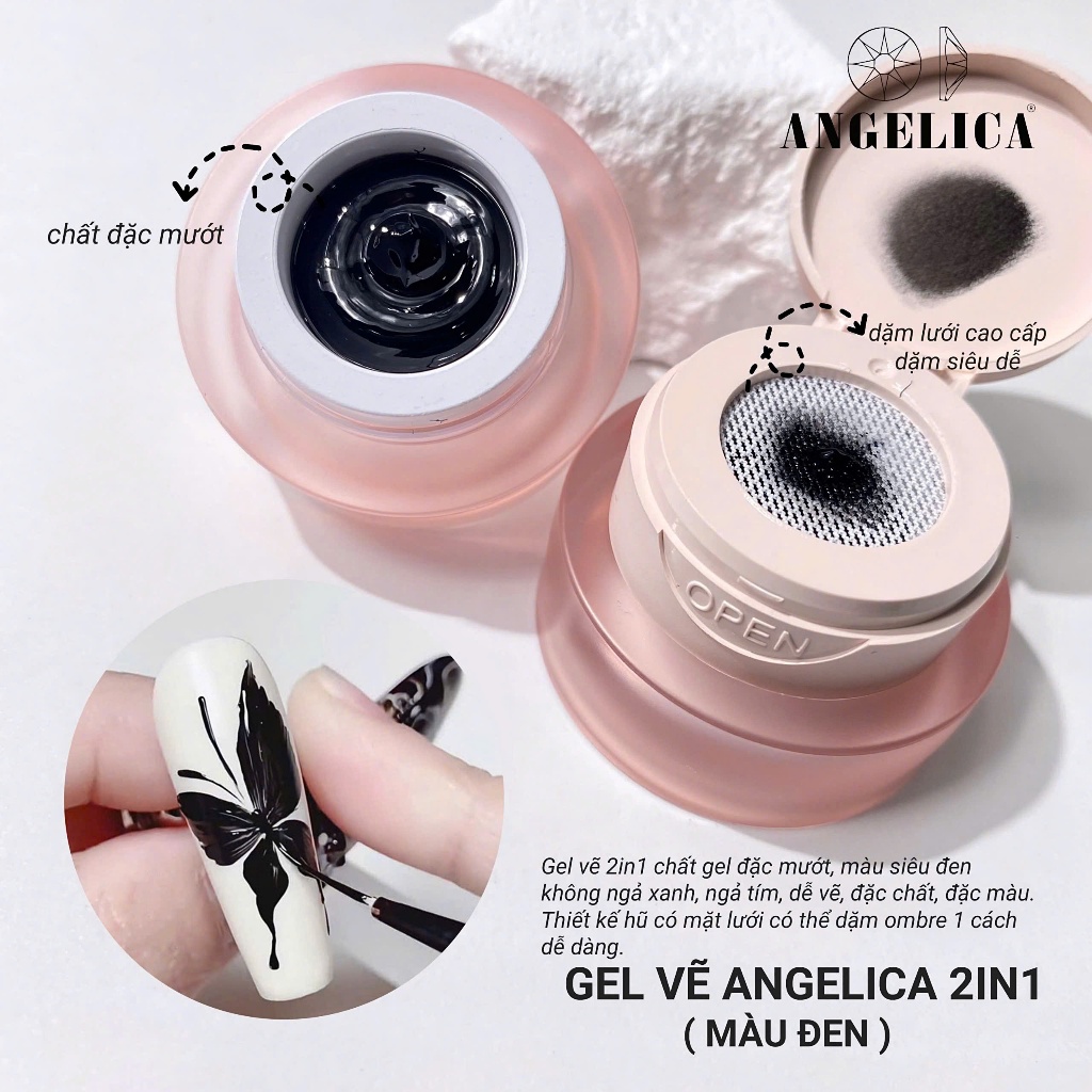 Gel Vẽ Angelica 2in1 Cao Cấp Chất Gel Đặc Mượt Không Ngả Màu - Trang Trí Nail