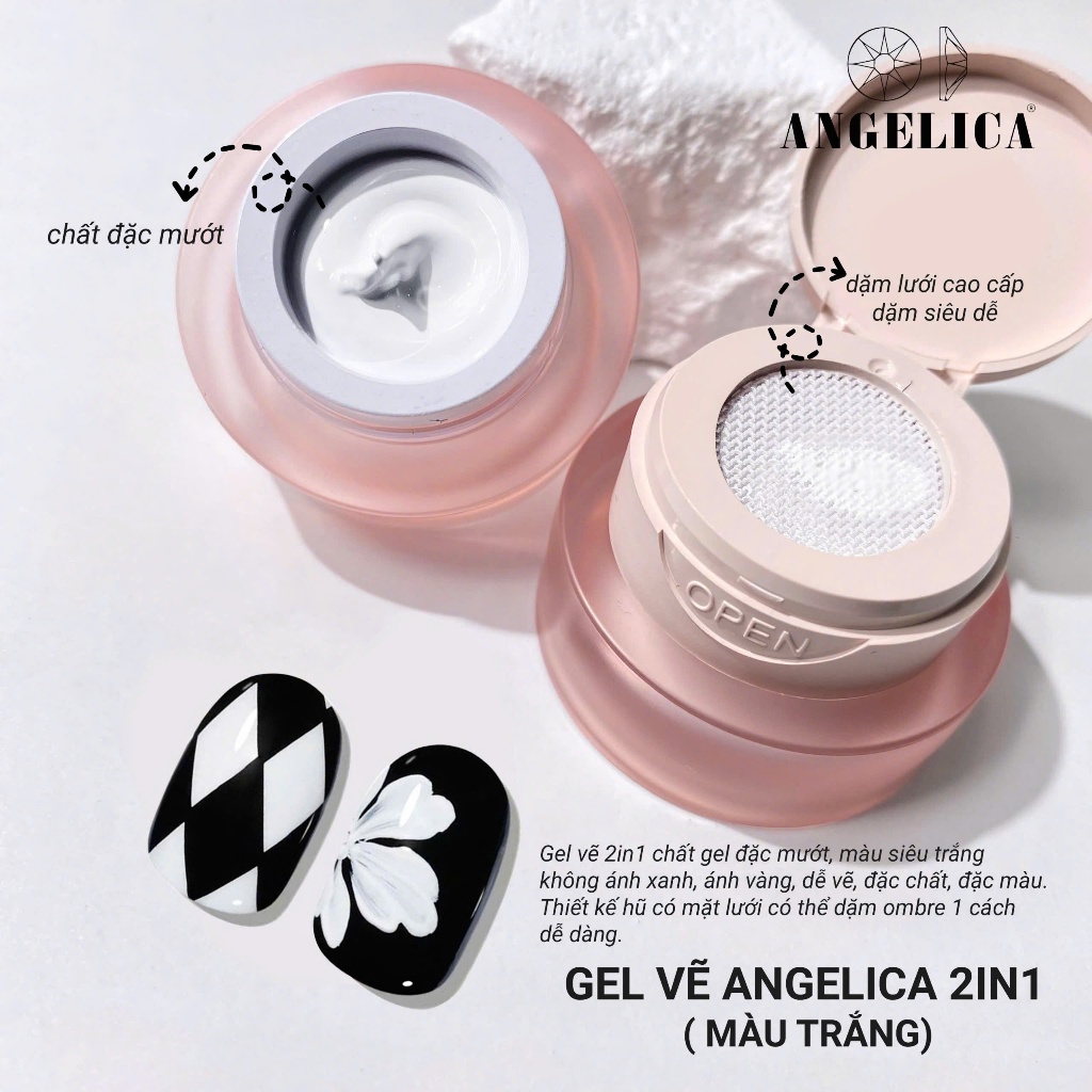 Gel Vẽ Angelica 2in1 Cao Cấp Chất Gel Đặc Mượt Không Ngả Màu - Trang Trí Nail