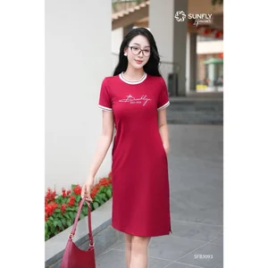 SFB3093 Đầm nữ suông cotton cổ tròn