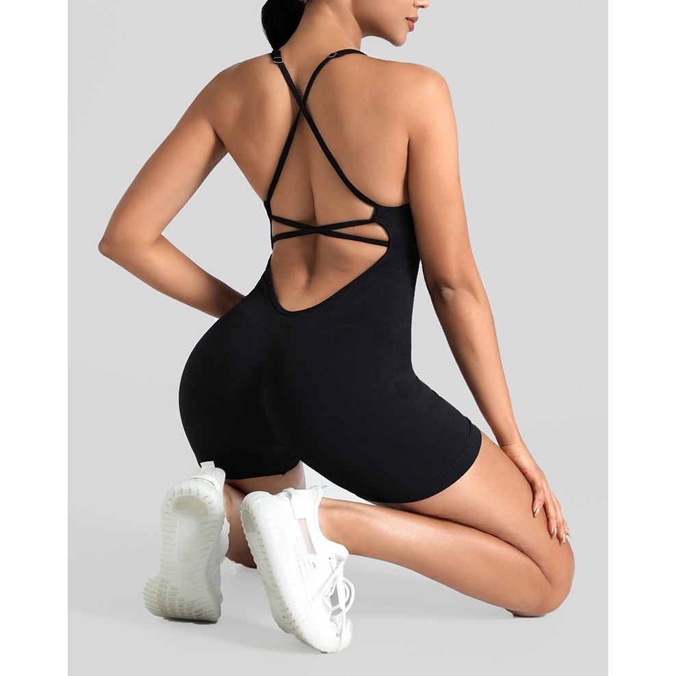 Jum Tập Gym, Jumpsuit Nữ Đi Biển Sẵn Mút, Bộ Liền Thân Tập Gym, Yoga Thể Thao Ôm Co Giãn, Lisa M02