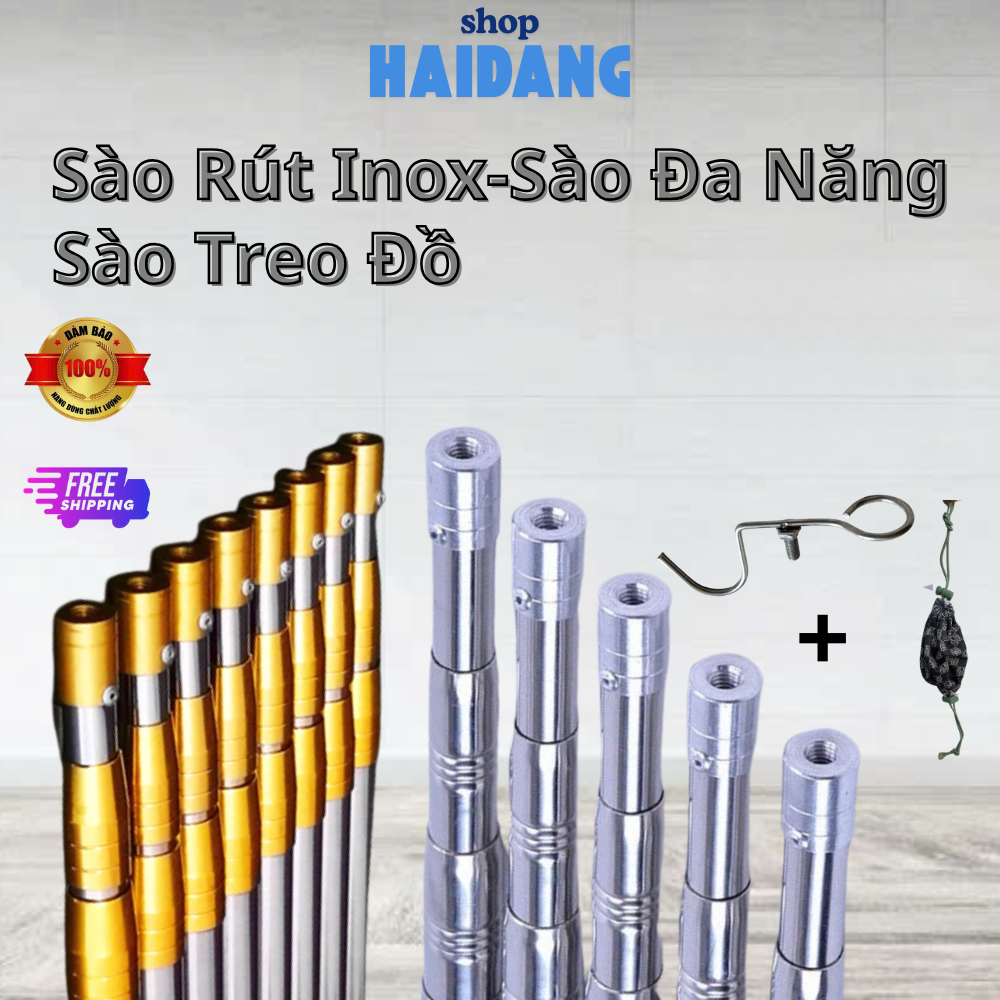 Sào Rút Treo Lồng Chim, Sào Rút Inox Cao Cấp 3M - 10M, Tặng Kèm Móc ...