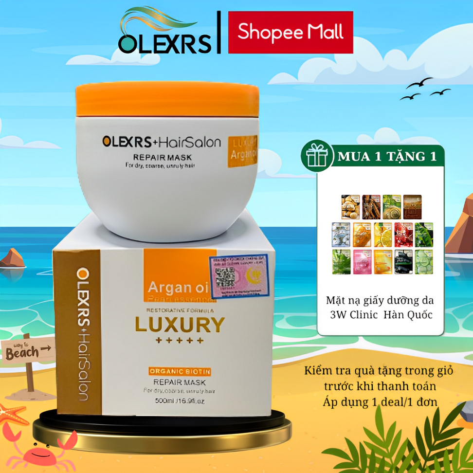 Ảnh Kem Ủ Tóc Phục Hồi Siêu Mượt OLEXRS+HairSalon LUXURY Repair Mask 500ml 1