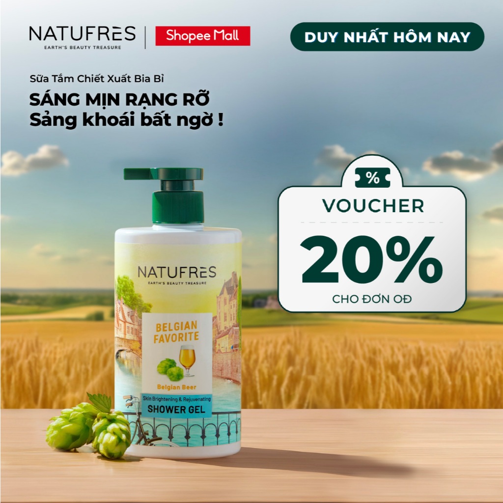 Ảnh Sữa tắm Natufrès Chiết Xuất Từ Bia Bỉ/ Rượu Vang/ Muối Biển và Trái Nhàu/ Tinh dầu Argan 250ml/ 450ml 2