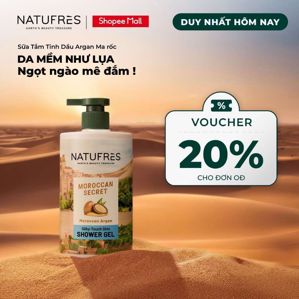 Ảnh Sữa tắm Natufrès Chiết Xuất Từ Bia Bỉ/ Rượu Vang/ Muối Biển và Trái Nhàu/ Tinh dầu Argan 250ml/ 450ml 1