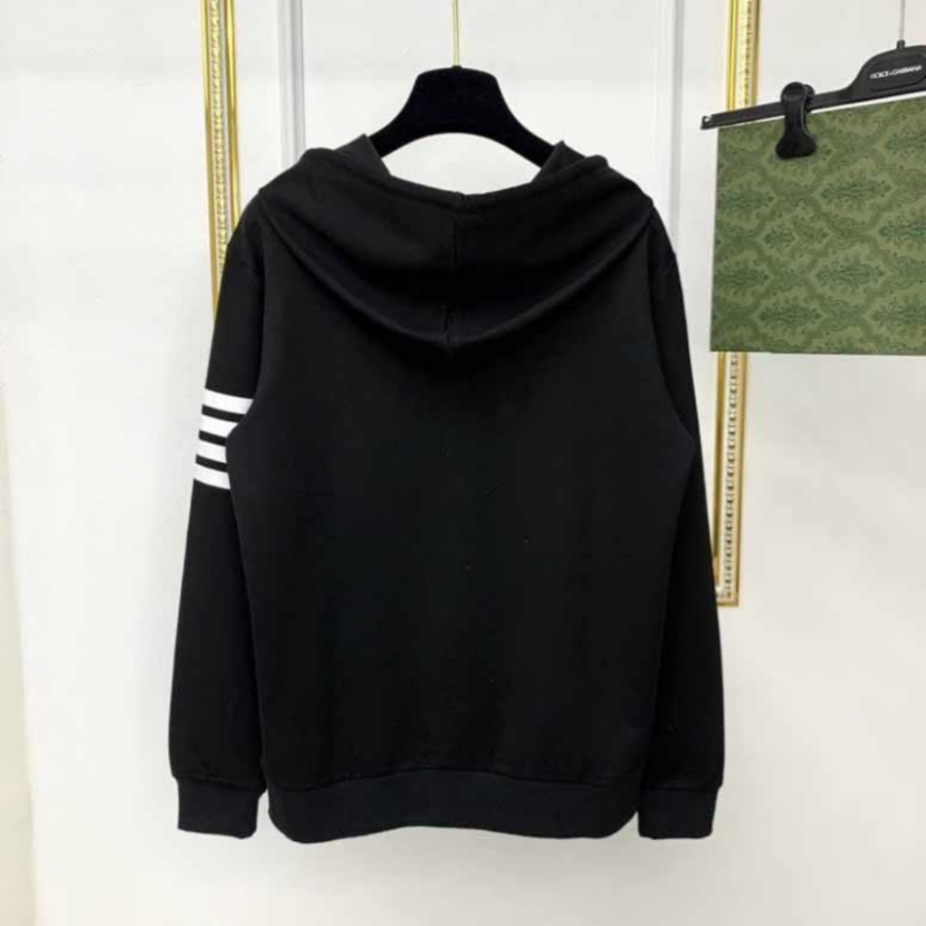 Áo hoodie viền tay Nam Nữ bomber khóa kéo chất nỉ in chữ Thom kẻ 2 tay chuẩn Hàn Quốc - K1