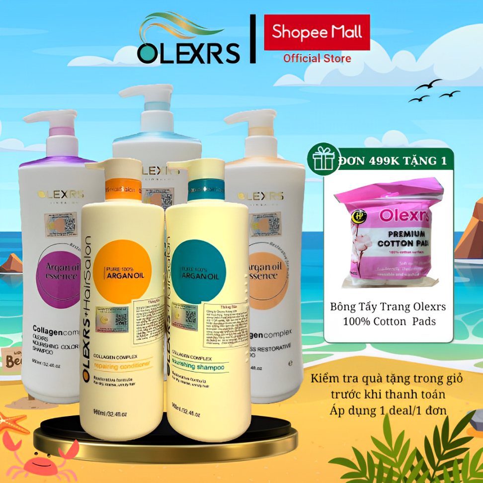 Ảnh Cặp Dầu Gội Xả Olexrs+HairSalon Argan Oil Collagen Chính Hãng 1