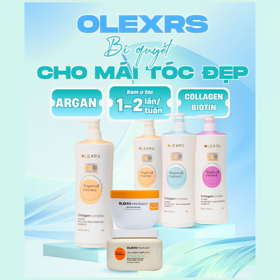 Ảnh Cặp Dầu Gội Xả Olexrs+HairSalon Argan Oil Collagen Chính Hãng 2